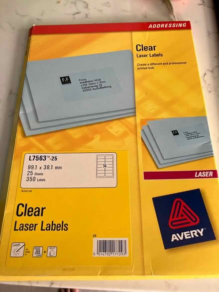 Photo of free Clear laser labels (SE12) #1