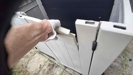 Photo of free Garden plastic storage cupboard with damage on 1 door (Blackwell RH19) #4