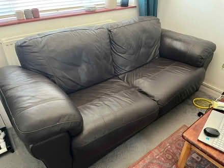 Photo of free Dark Brown Leather 3 seater sofa (Kings Langley WD4) #1