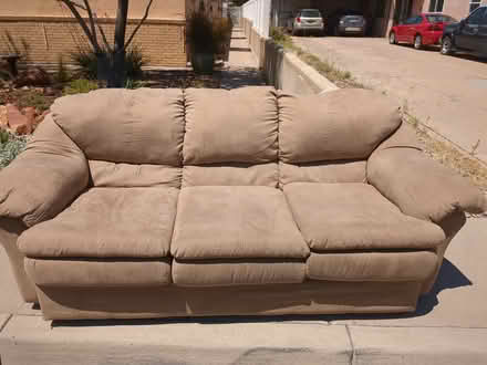 Photo of free Brown couch, decent condition (By the skyscrapers on SanMateo) #1