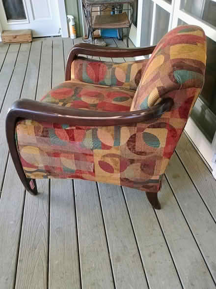 Photo of free Upholstered chair w/wood arms+legss (Southridge) #3