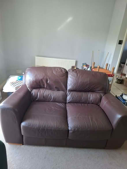 Photo of free Brown leather 2 seater sofa (Gornhay Cross EX16) #1