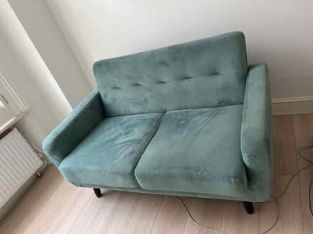 Photo of free Oslo 2 Seater Compact Sofa in velvet mint fabric (Victoria SW1V) #1