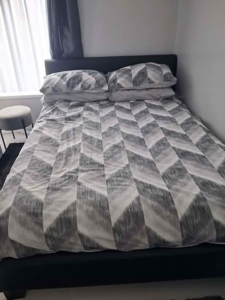 Photo of free Black faux leather double bed frame. (Cimla SA11) #1