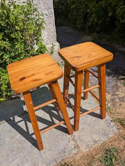 Photo of free Two pine bar stools (Parkstone) #2