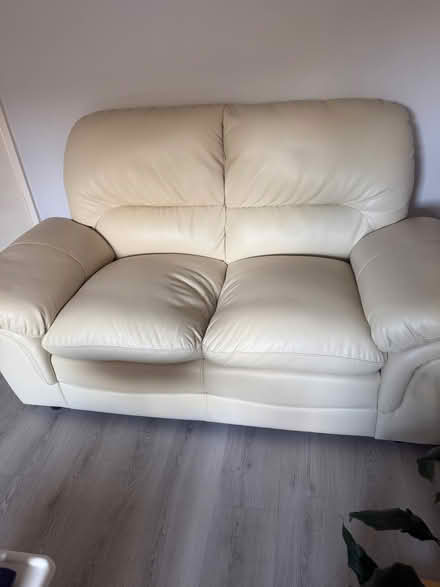 Photo of free Cream faux leather sofa (Lyme Green SK11) #1