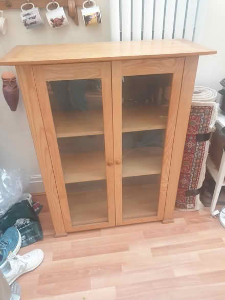 Photo of free Glass-fronted pine cabinet (Marple) #1