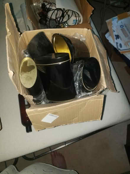 Photo of free Metal tins, bottle sprayers (Downtown Bartlett) #3
