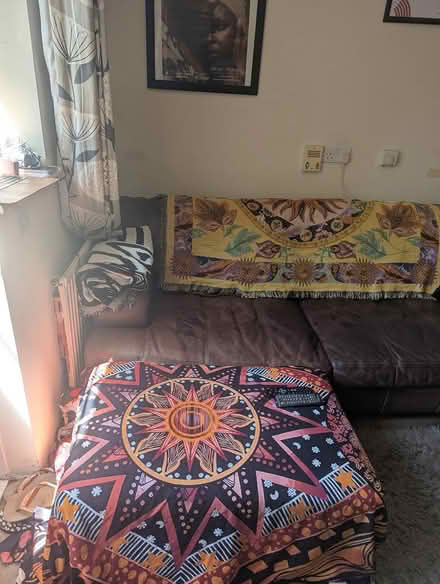 Photo of free Family size real leather sofa (Bethnal green) #1