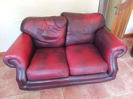 Photo of free Quality large brown/tan leather settee (Burncross S35) #2
