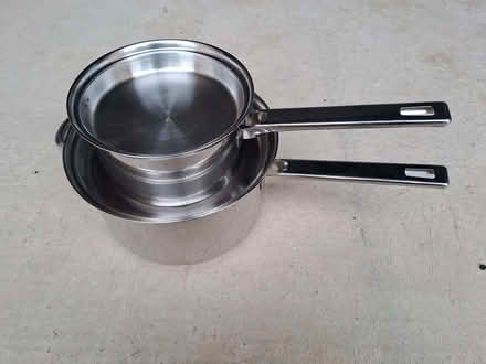 Photo of free Two stainless steel saucepans with lids (Ladygrove OX11) #1