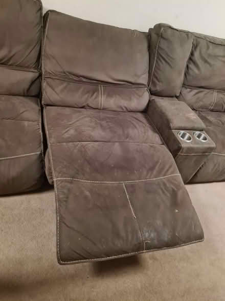 Photo of free 6 peice brown sofa (Wn2 3jh) #3