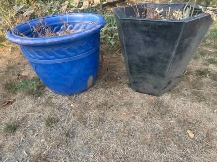 Photo of free 2 large flower pots blue black (Lewes Bn7 BN7) #1