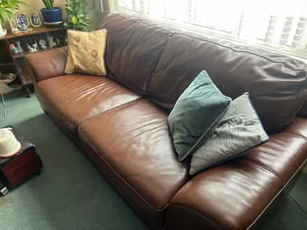 Photo of free 3 seater Leather settee (Downhills park rd N17) #1