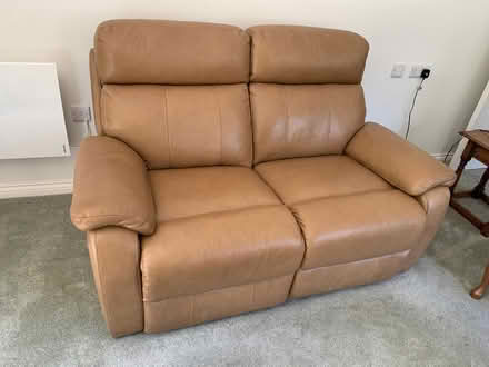 Photo of free Tan leather two seater sofa (Tenterden TN30) #1