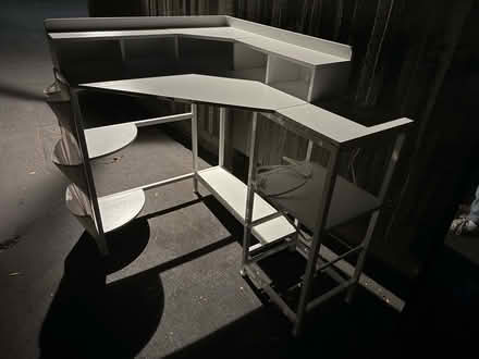 Photo of free Corner desk w shelves & chargers (1089 West Olive Avenue) #1