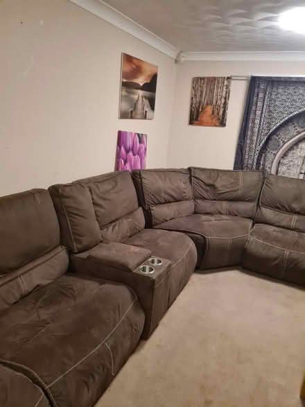 Photo of free 6 peice brown sofa (Wn2 3jh) #1