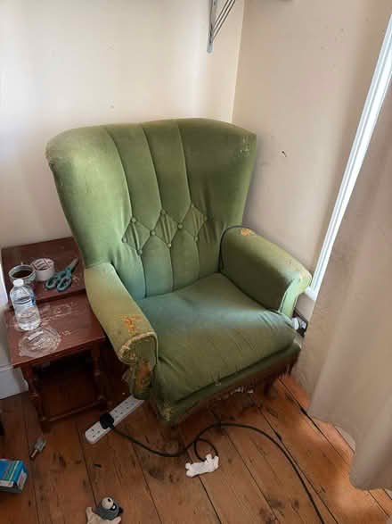 Photo of free Green Wingback Armchair (Roman Road E3) #1