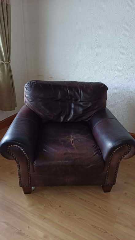 Photo of free Brown leather chair (Hednesford WS12) #1