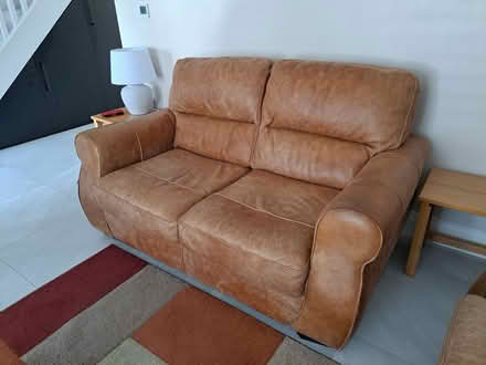 Photo of free Leather two-seater sofa and pouffe (Gillingham ME7) #2