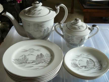 Photo of free Part tea set - Japanese porcelain white & silver Mount Fuji (Kempsey WR5) #1