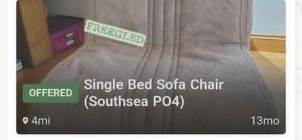 Photo of free Single chair bed (Drayton PO6) #1