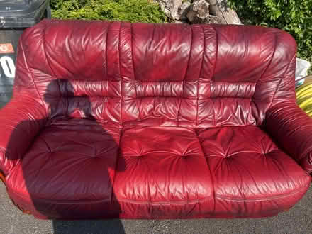 Photo of free Red Leather sofa (Westham BN24) #1