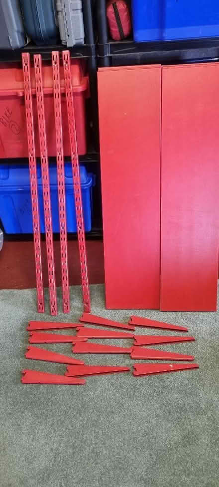 Photo of free Red shelving with uprights and brackets (Sockbridge CA10) #3