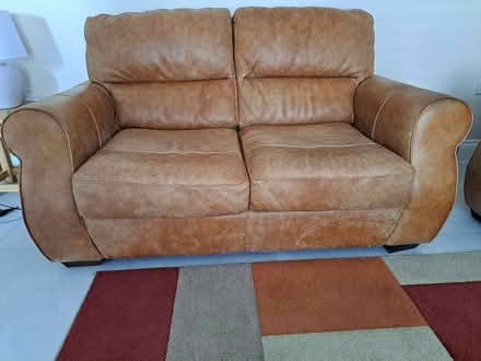 Photo of free Leather two-seater sofa and pouffe (Gillingham ME7) #1