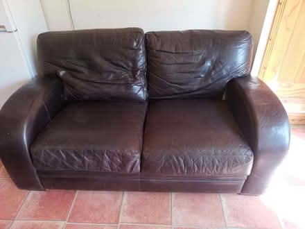Photo of free Large brown leather double seater settee (Burncross S35) #2