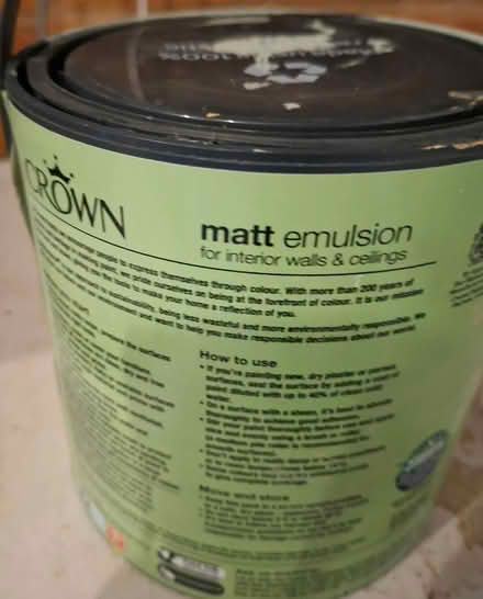 Photo of free 3/4 tin Crown Matt Willow Green (Greasby CH49) #2