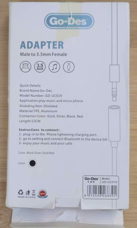 Photo of free Audio to Lightening Adapter (Welling DA16) #2