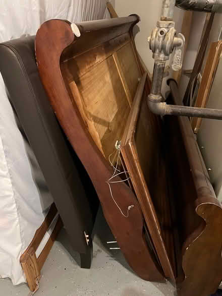 Photo of free queen size wood sleigh bed (Essex Fells) #3