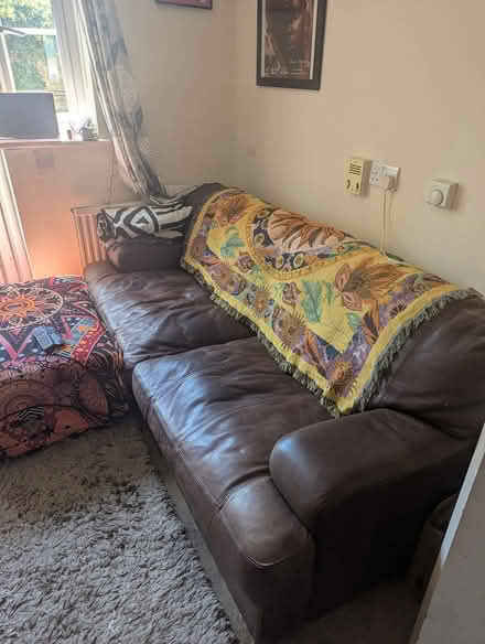 Photo of free Family size real leather sofa (Bethnal green) #3
