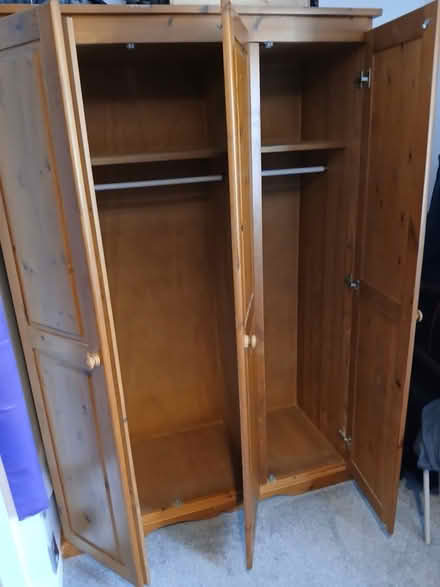 Photo of free Triple door pine wardrobe (Norton Fitzwarren, TA2) #2
