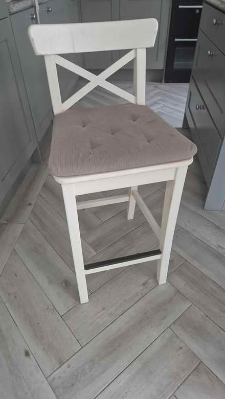 Photo of free 3 bar stools. White ikea (Bray.Meath Road) #1