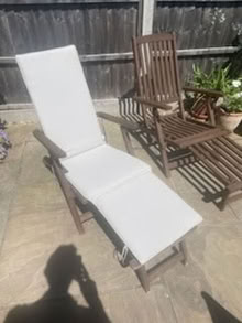Photo of free 2 wooden steamer chairs & cushions (IG10) #2