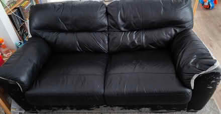 Photo of free 2 seater couch black mostly leather (Newcastle, Co. Wicklow) #1