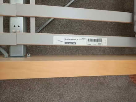Photo of free Double bed - wooden IKEA bedframe and mattress (Marple SK6) #4