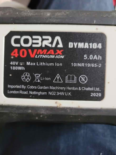 Photo of 40 v cobra battery (Leadgate DH8) #1