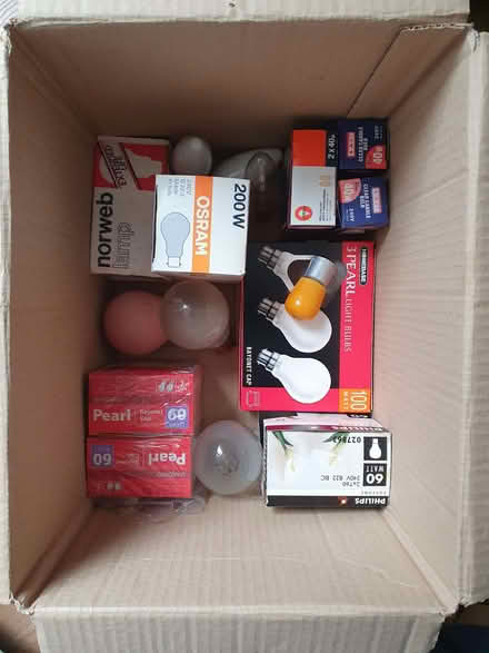 Photo of free Box of assorted old-style lightbulbs (Whalley BB7) #1