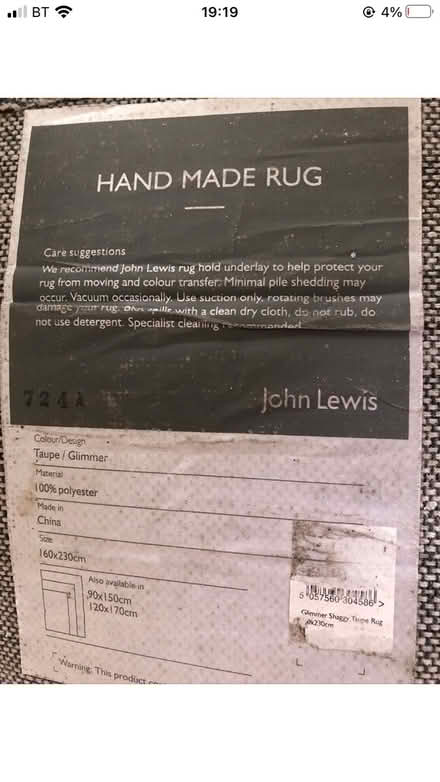 Photo of free John Lewis rug 160x230 (Eltham SE9) #2