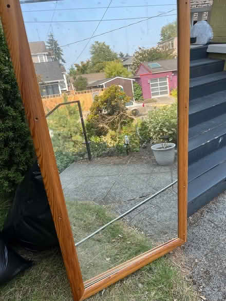 Photo of free Large wood framed mirror. Handmade (Green Lake) #1
