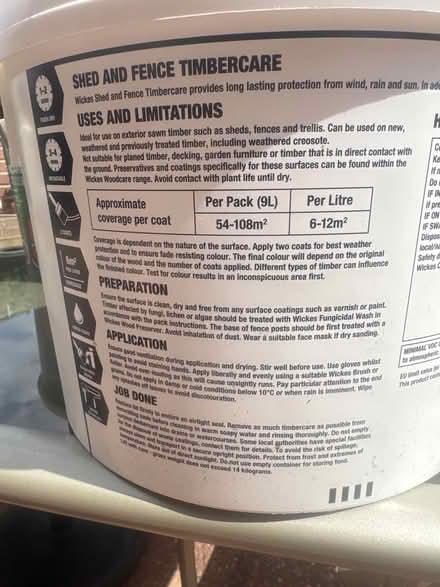 Photo of free Fence and shed paint x 2 (Billericay) #3