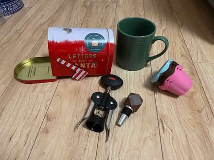 Photo of free Mugs, tins, wine stopper corkscrew (Sunnyvale Community Center) #2