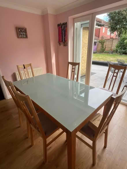 Photo of free ikea glass top wooden table with drawers (Pin Green Industrial Area SG1) #3
