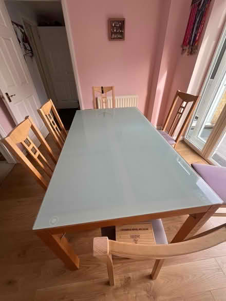 Photo of free ikea glass top wooden table with drawers (Pin Green Industrial Area SG1) #1