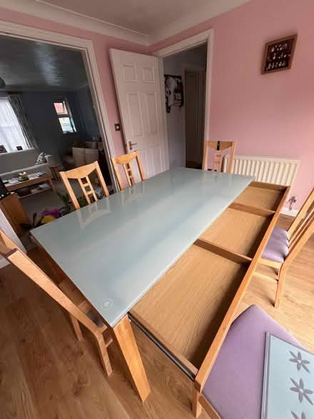 Photo of free ikea glass top wooden table with drawers (Pin Green Industrial Area SG1) #2