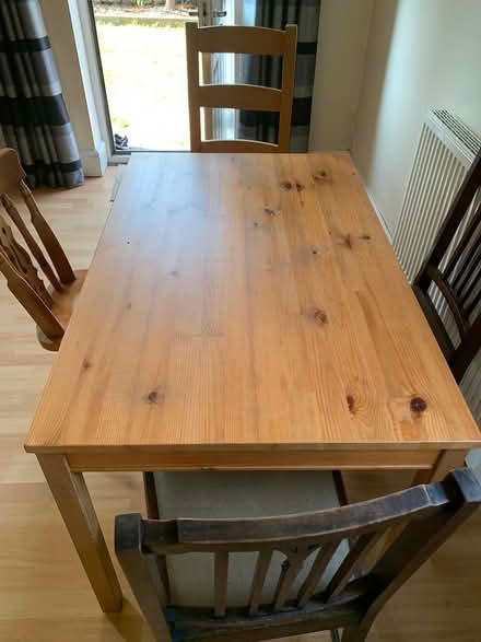 Photo of free Pine table and four mixed chairs (Belper DE56 1DP) #2