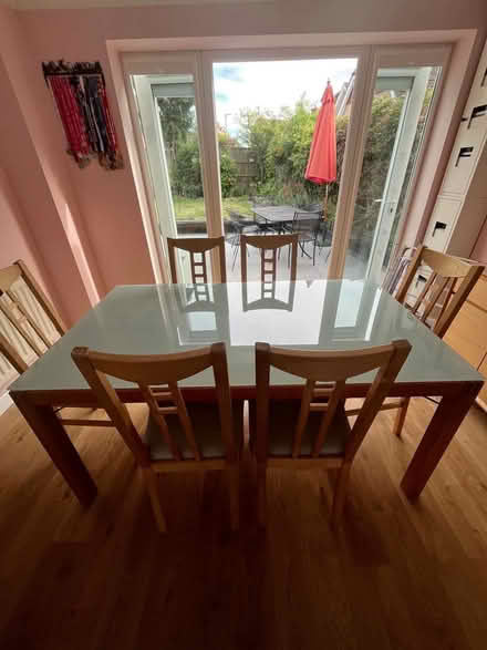 Photo of free ikea glass top wooden table with drawers (Pin Green Industrial Area SG1) #4